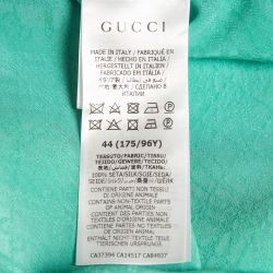 Pre Owned Gucci Turquoise Green GG Web Silk Shirt M