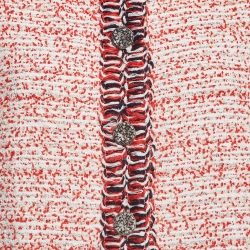 Chanel Red Multicolor Tweed Buttoned Front Jacket M