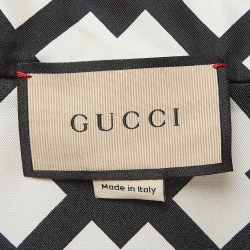 Pre Owned Gucci Black & White Printed Silk Pajama Shirt M