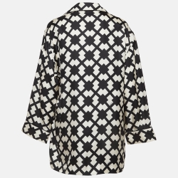 Pre Owned Gucci Black & White Printed Silk Pajama Shirt M