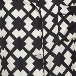 Pre Owned Gucci Black & White Printed Silk Pajama Shirt M