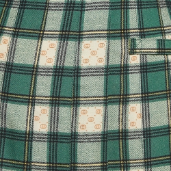 Gucci Green Tartan Check Wool Twill Pleated Maxi Skirt L
