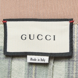Gucci Green Tartan Check Wool Twill Pleated Maxi Skirt L