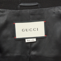 Pre Owned Gucci Black Wool Belted Mid Length Coat XS