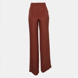 Pre Owned Gucci Brown Silk Tapered Trousers S