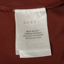 Pre Owned Gucci Brown Silk Tapered Trousers S
