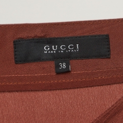 Pre Owned Gucci Brown Silk Tapered Trousers S