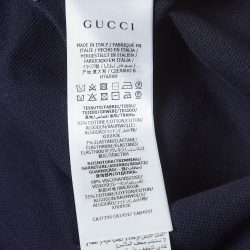 Pre Owned Gucci Navy Blue GG Embroidered Cotton Pique Bowling Shirt XS