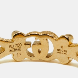 Gucci Floral Diamond 18k Yellow Gold Ring Size 57