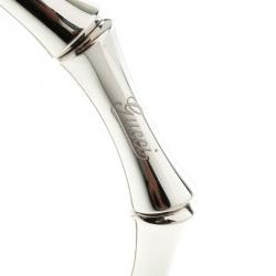 Gucci Bamboo 18k White Gold Thin Bangle Bracelet 18cm