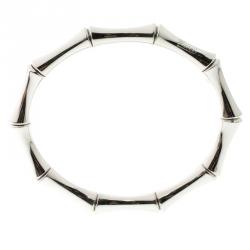 Gucci Bamboo 18k White Gold Thin Bangle Bracelet 18cm