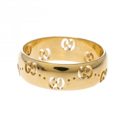Gucci Icon 18k Yellow Gold Band Ring Size 56