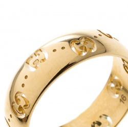 Gucci Icon 18k Yellow Gold Band Ring Size 56