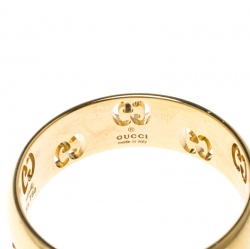 Gucci Icon 18k Yellow Gold Band Ring Size 56