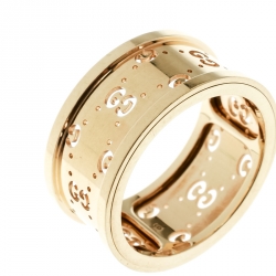 Gucci Icon 18k Yellow Gold Band Ring Size 56