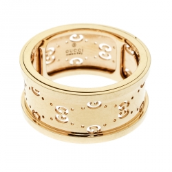 Gucci Icon 18k Yellow Gold Band Ring Size 56