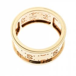 Gucci Icon 18k Yellow Gold Band Ring Size 56
