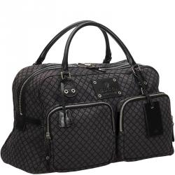 Pre Owned Gucci Gray/Black Diamante Canvas Travel Bag