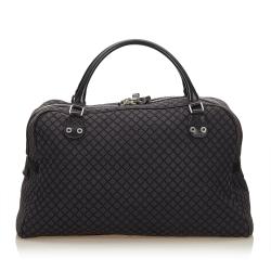 Pre Owned Gucci Gray/Black Diamante Canvas Travel Bag