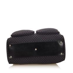 Pre Owned Gucci Gray/Black Diamante Canvas Travel Bag
