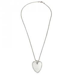 Pre Owned Gucci Sterling Silver Beads Heart Pendant Necklace