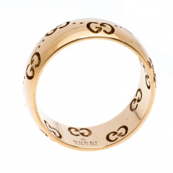 Gucci Icon Openwork 18K Rose Gold Band Ring Size 53