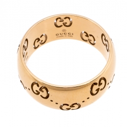 Gucci Icon Openwork 18K Rose Gold Band Ring Size 53