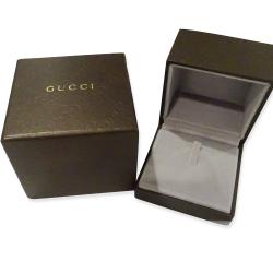 Gucci Double G 0.10 CTW Diamond 18K White Gold Ring Size 55