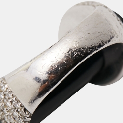 Gucci Horsebit Onyx Diamonds 18k White Gold Cocktail Ring Size 53
