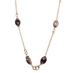 Gucci Red Garnet and Smokey Quartz Candy Horsebit Chain Necklace
