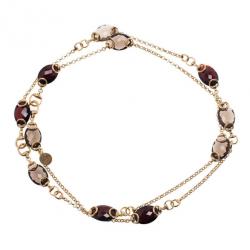 Gucci Red Garnet and Smokey Quartz Candy Horsebit Chain Necklace