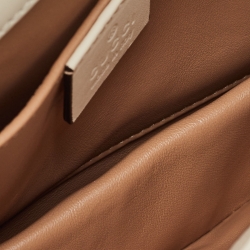 Pre Owned Gucci Off White Leather Mini Pearl Studded Broadway Bee Shoulder Bag