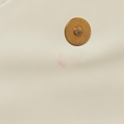 Pre Owned Gucci Off White Leather Mini Pearl Studded Broadway Bee Shoulder Bag