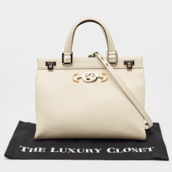 Gucci Off White Leather Medium Zumi Tote
