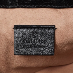 Pre Owned Gucci Black/Beige GG Matelassé Canvas and Leather Mini GG Marmont Top Handle Bag