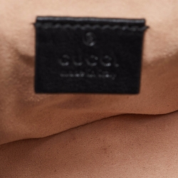 Pre Owned Gucci Black/Beige GG Matelassé Canvas and Leather Mini GG Marmont Top Handle Bag