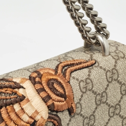 مملوكة مسبقًا Gucci Beige GG Supreme Canvas and Suede Medium Bee Embroidered Dionysus Shoulder Bag