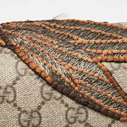 مملوكة مسبقًا Gucci Beige GG Supreme Canvas and Suede Medium Bee Embroidered Dionysus Shoulder Bag