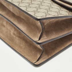 مملوكة مسبقًا Gucci Beige GG Supreme Canvas and Suede Medium Bee Embroidered Dionysus Shoulder Bag