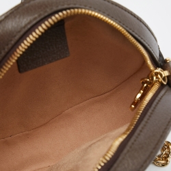 Pre Owned Gucci Brown GG Supreme Canvas and Leather Mini Ophidia Round Bag