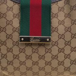 Pre Owned Gucci Beige GG Canvas New Ladies Web Hobo