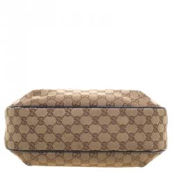 Pre Owned Gucci Beige GG Canvas New Ladies Web Hobo