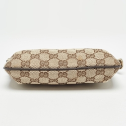 Pre Owned Gucci Beige/Brown GG Canvas Web Wristlet Pouch