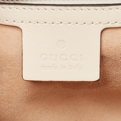 Pre Owned Gucci Off White Matelassé Leather GG Marmont Camera Top Handle Bag