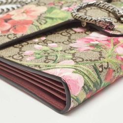Gucci Pink/Beige GG Supreme Canvas Blooms Dionysus Wallet On Chain