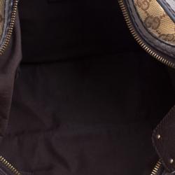 Pre Owned Gucci Beige/Brown GG Canvas and Leather Medium Jockey Hobo