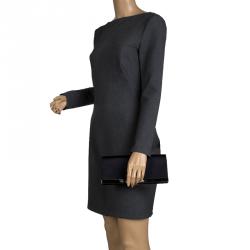 Pre Owned حقيبة كلاتش غوتشي قلاب ساتان سوداء