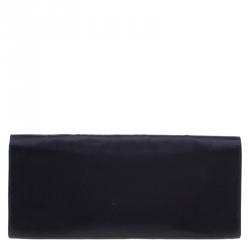 Pre Owned حقيبة كلاتش غوتشي قلاب ساتان سوداء