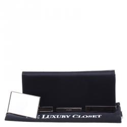 Pre Owned حقيبة كلاتش غوتشي قلاب ساتان سوداء