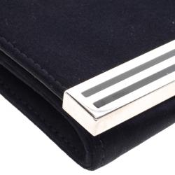 Pre Owned حقيبة كلاتش غوتشي قلاب ساتان سوداء